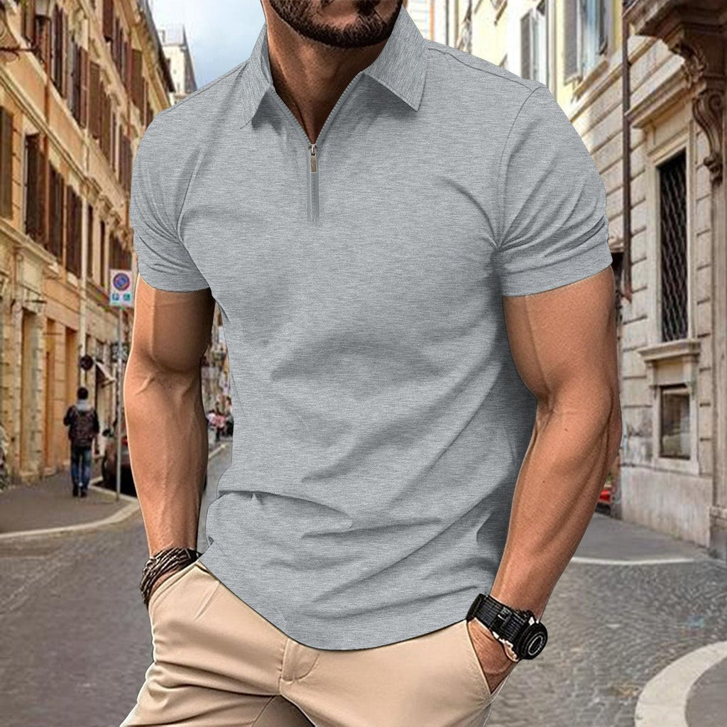 Men's Zipper Lapel Top Polo Shirt