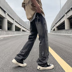 Men's Zipper Loose Denim Trousers