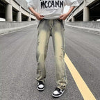 Men's Zipper Loose Denim Trousers