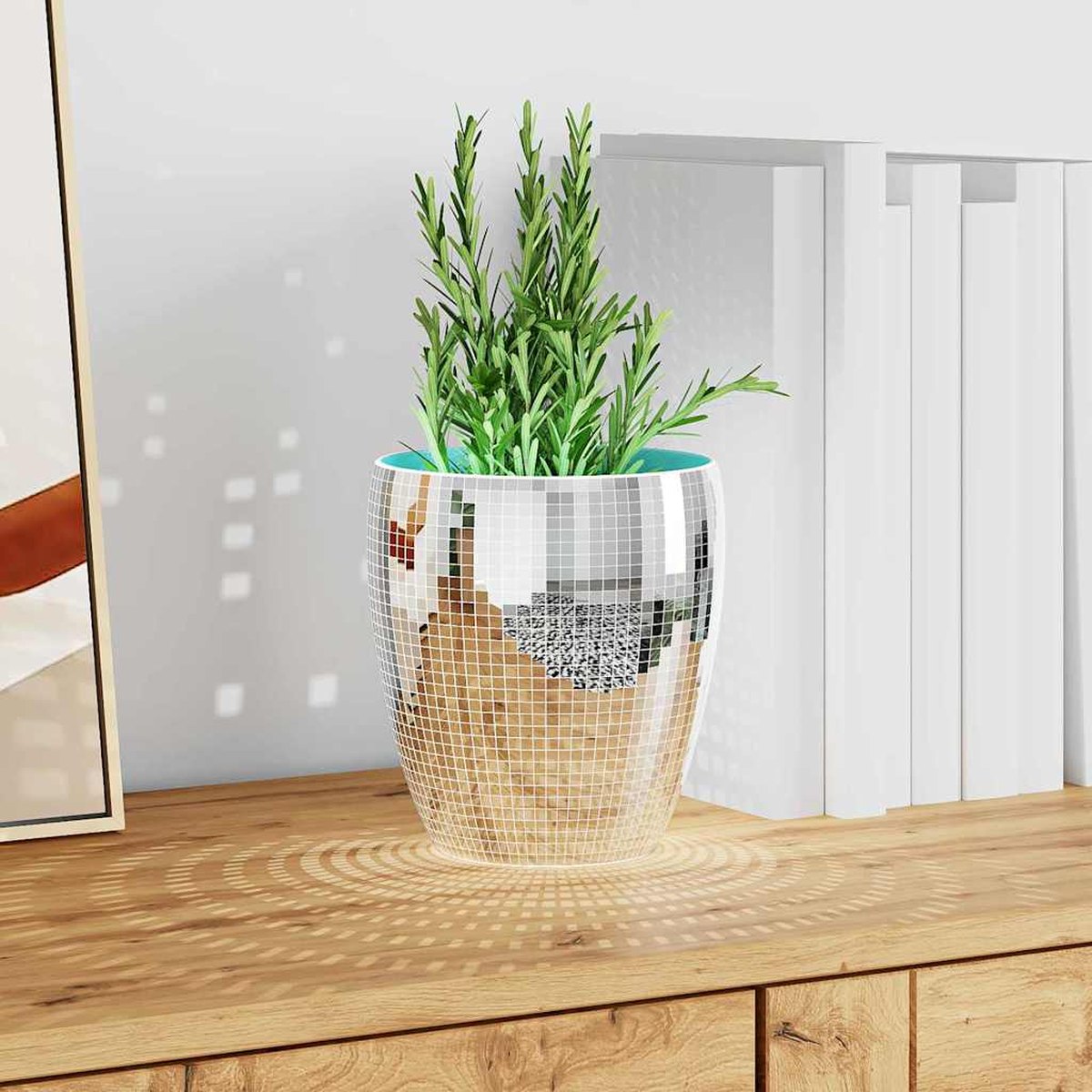 Mirror Mosaic Tile Geometric 3 Pcs Silver