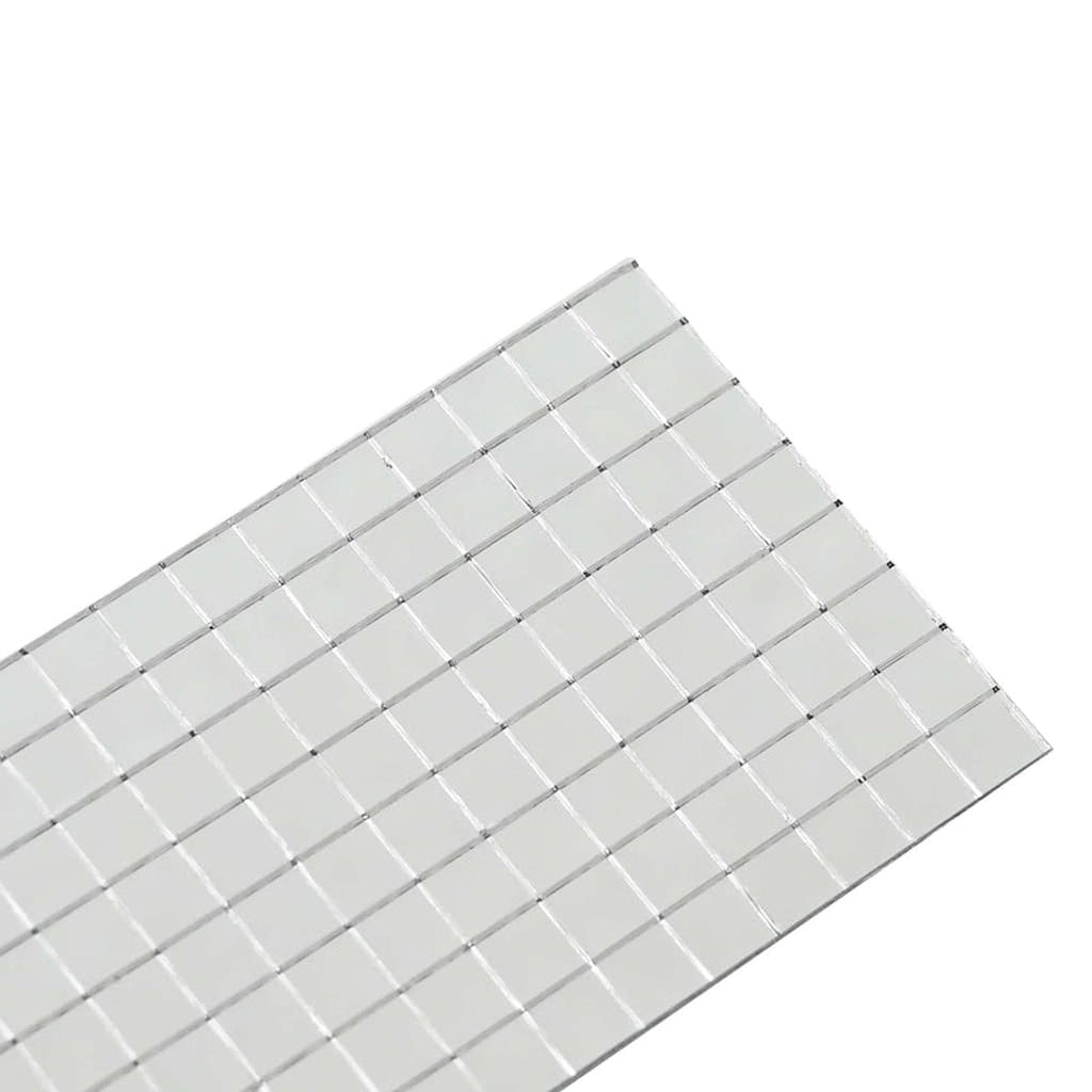 Mirror Mosaic Tile Geometric 3 Pcs Silver