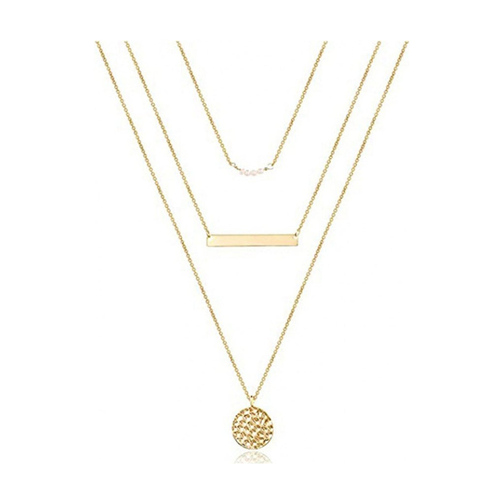 Multi Layered Metal Pearl Necklace