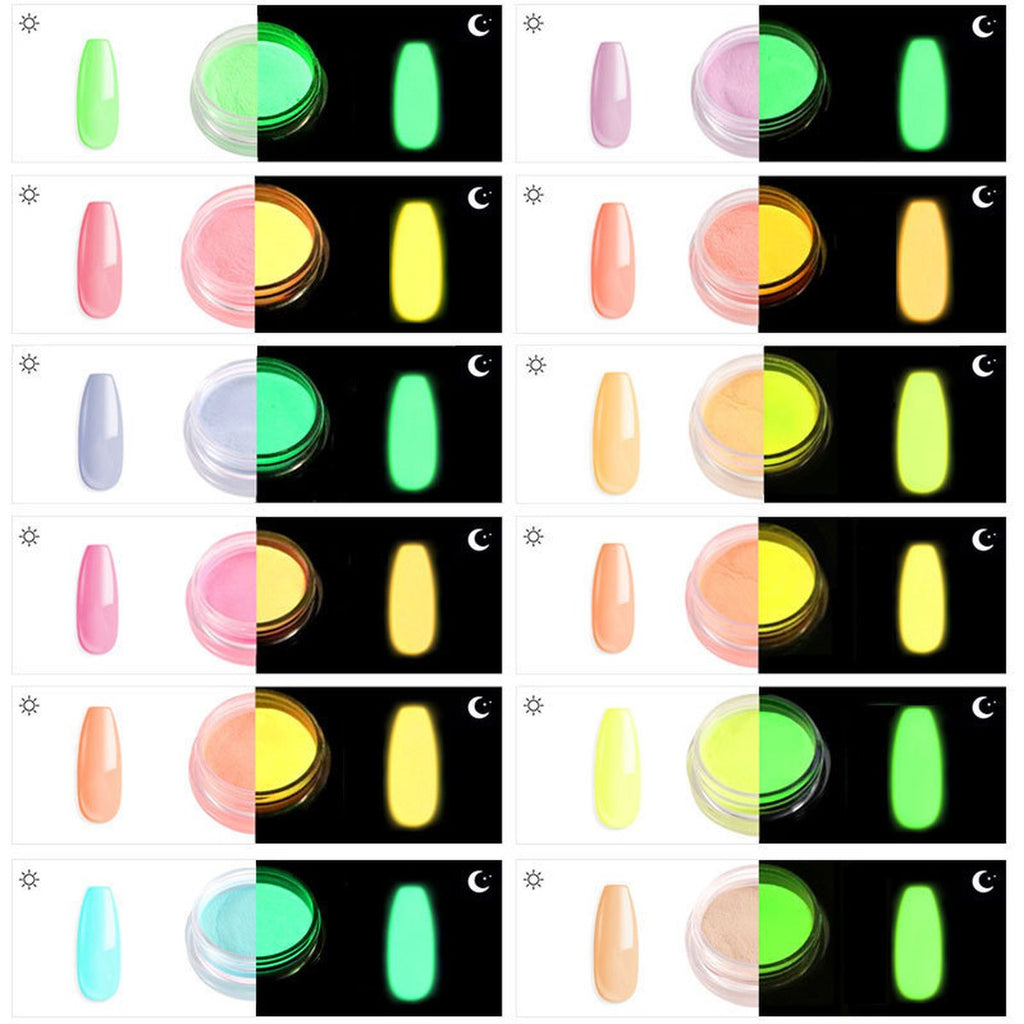 Nail Art Luminous Powder 12 Color Phosphor