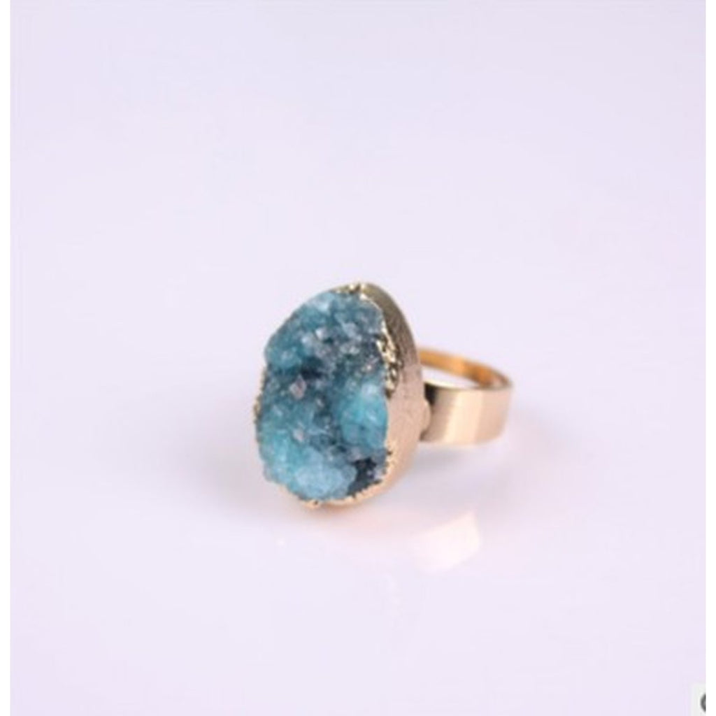 Natural Stone Agate Crystal Bud Rings Rose