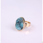 Natural Stone Agate Crystal Bud Rings Rose