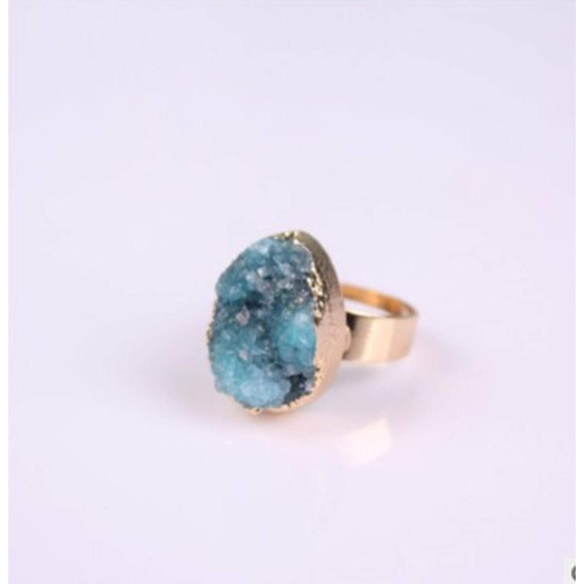 Natural Stone Agate Crystal Bud Rings Rose