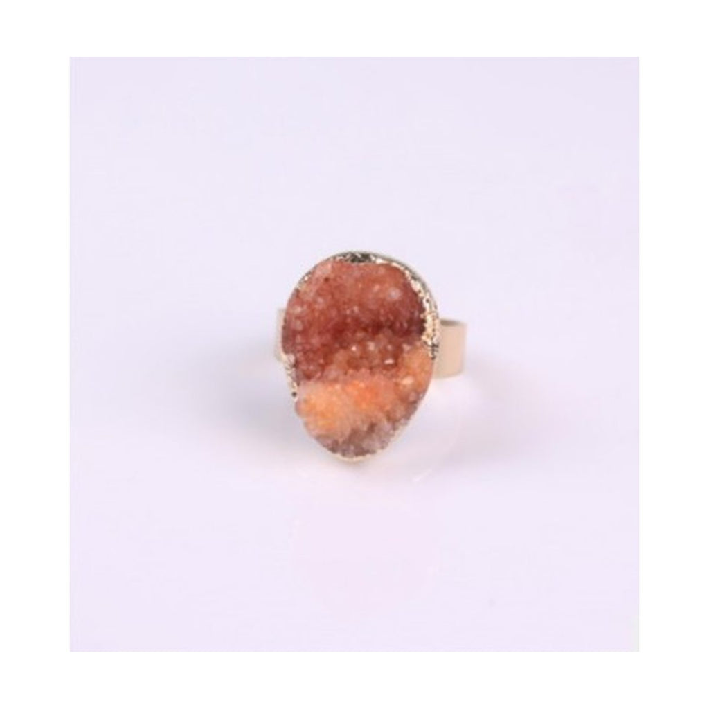 Natural Stone Agate Crystal Bud Rings Rose