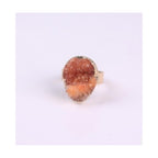 Natural Stone Agate Crystal Bud Rings Rose