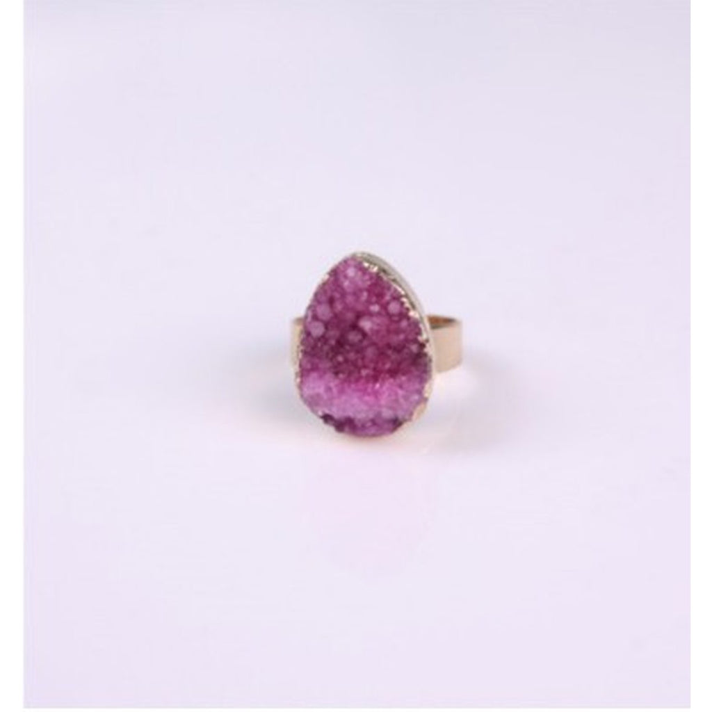 Natural Stone Agate Crystal Bud Rings Rose