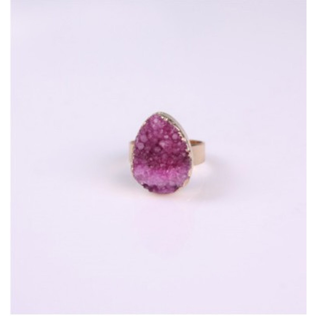 Natural Stone Agate Crystal Bud Rings Rose