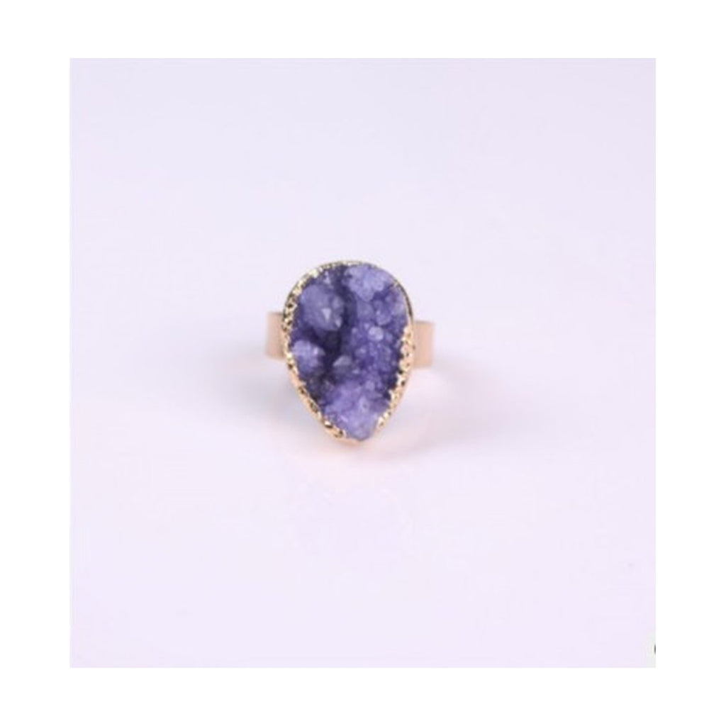 Natural Stone Agate Crystal Bud Rings Rose