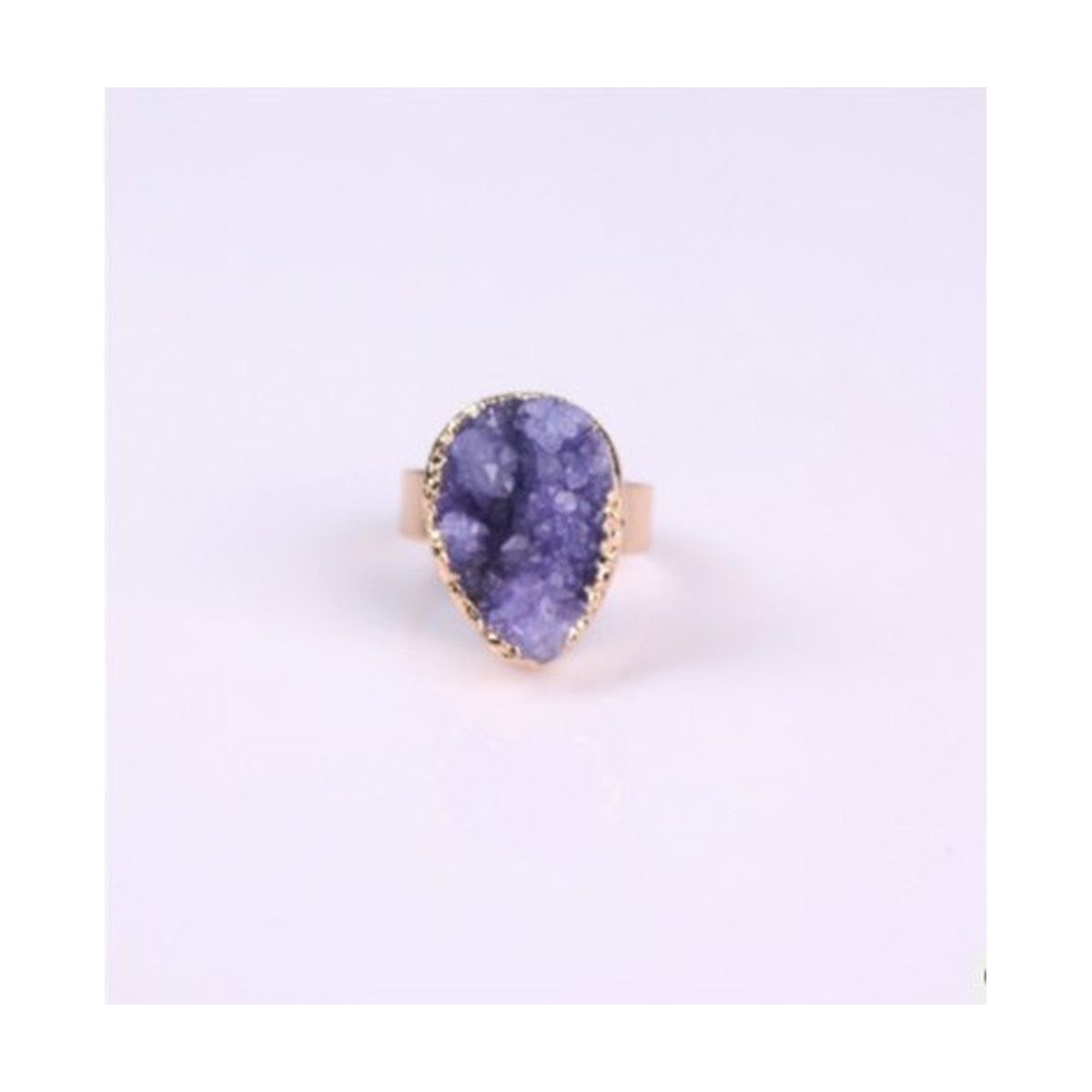 Natural Stone Agate Crystal Bud Rings Rose
