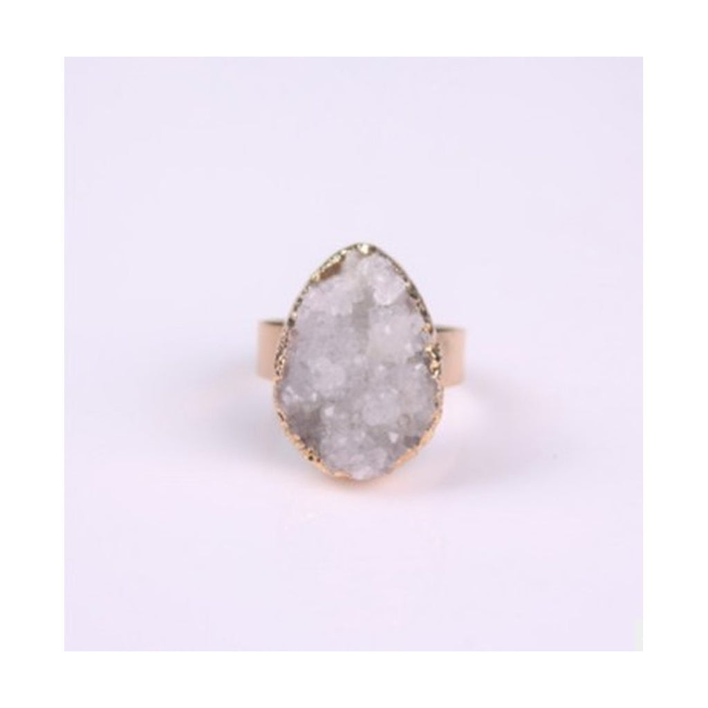 Natural Stone Agate Crystal Bud Rings Rose