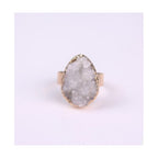 Natural Stone Agate Crystal Bud Rings Rose