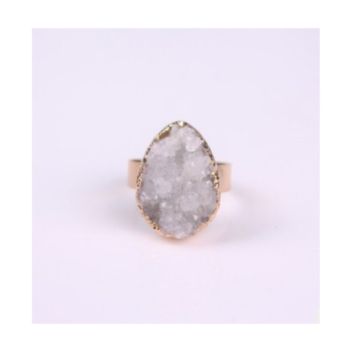 Natural Stone Agate Crystal Bud Rings Rose