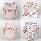 Newborn Baby Long Sleeve Bodysuit Hat Headband