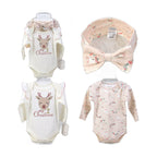 Newborn Baby Long Sleeve Bodysuit Hat Headband
