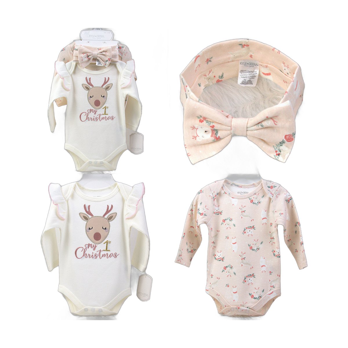 Newborn Baby Long Sleeve Bodysuit Hat Headband