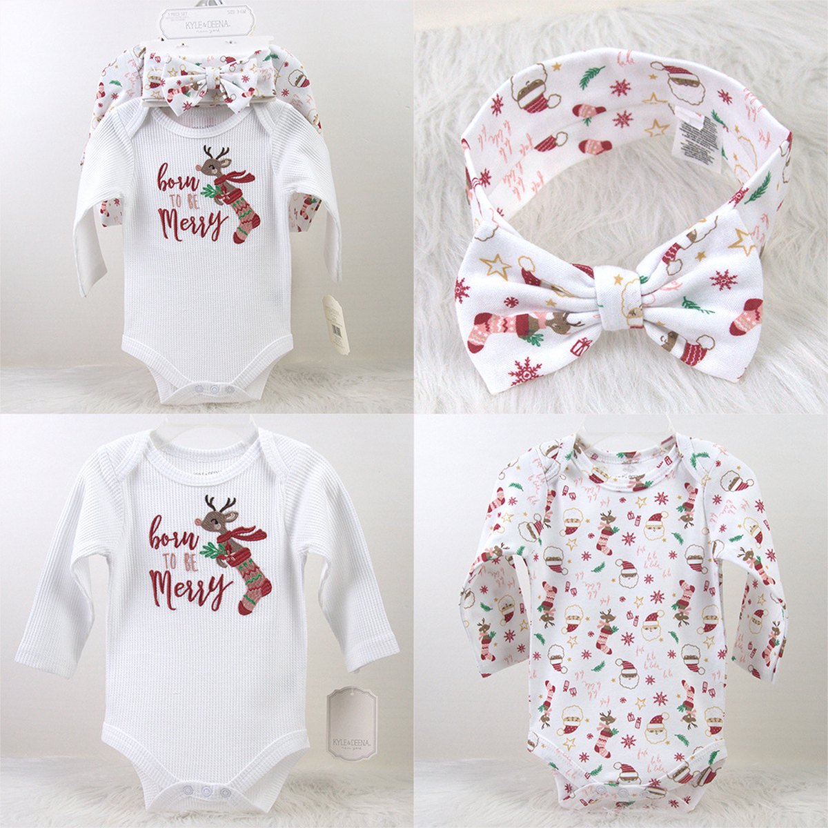 Newborn Baby Long Sleeve Bodysuit Hat Headband
