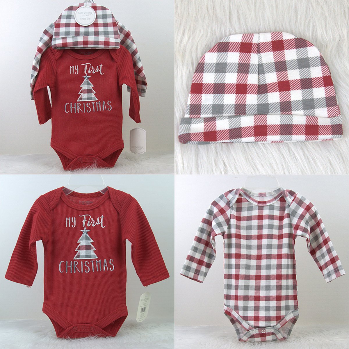 Newborn Baby Long Sleeve Bodysuit Hat Headband