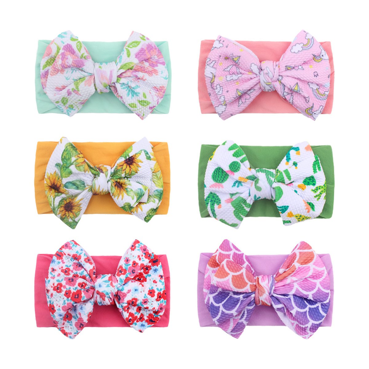 Nylon Bow Hair Band Baby Soft Printed