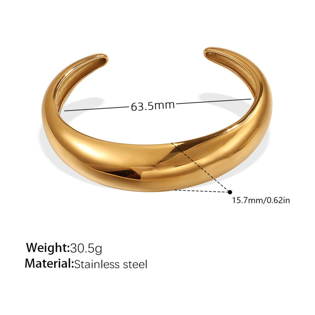 Open Bangle 18k Gold-plated Stainless Steel C-shaped