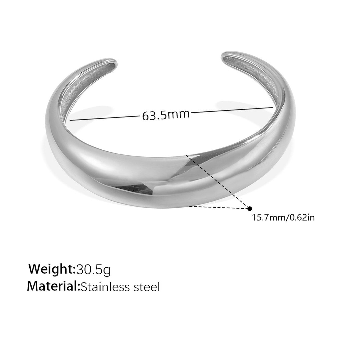 Open Bangle 18k Gold-plated Stainless Steel C-shaped