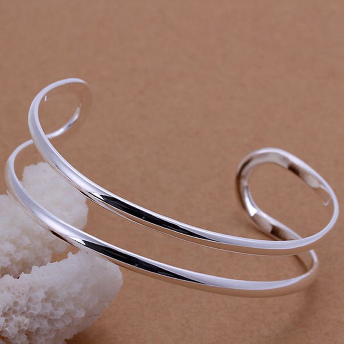 Open Silver Bangle