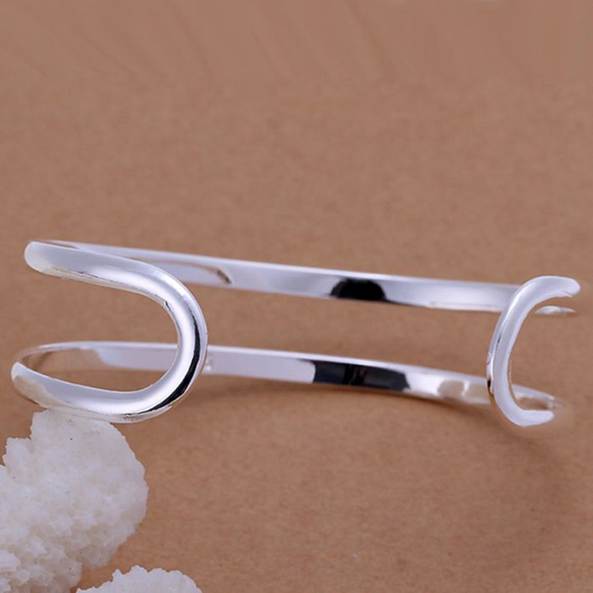 Open Silver Bangle