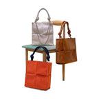 Paneled Check Suede Tote Knot Underarm Bag