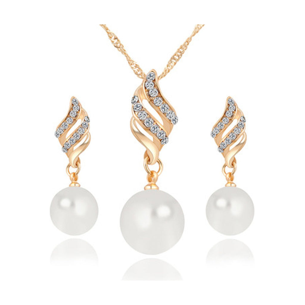 Pearl Stud Necklace Set