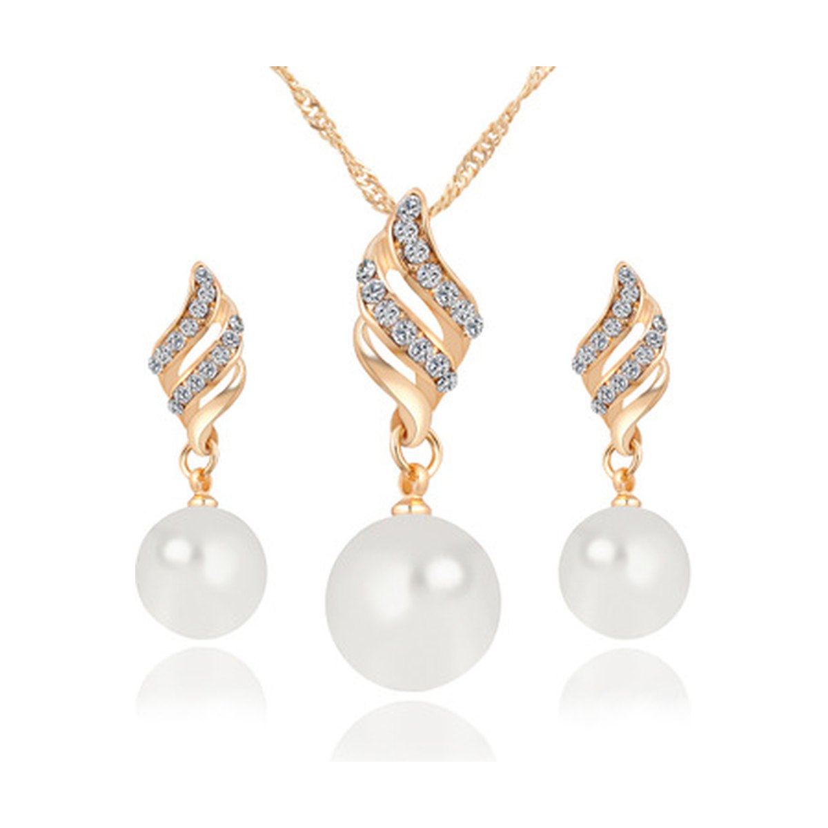 Pearl Stud Necklace Set