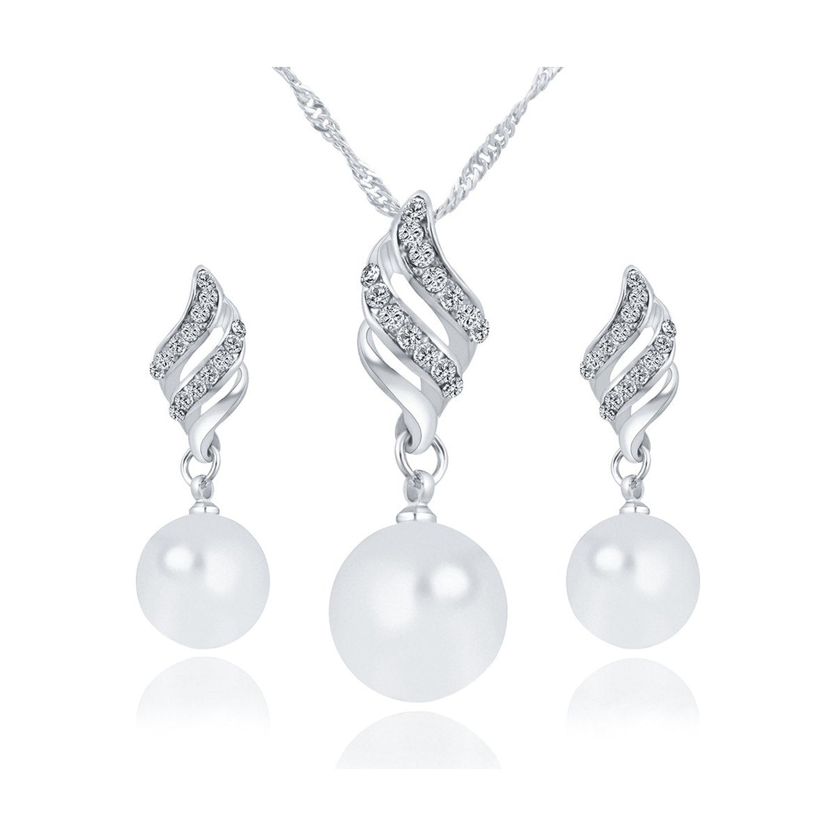 Pearl Stud Necklace Set
