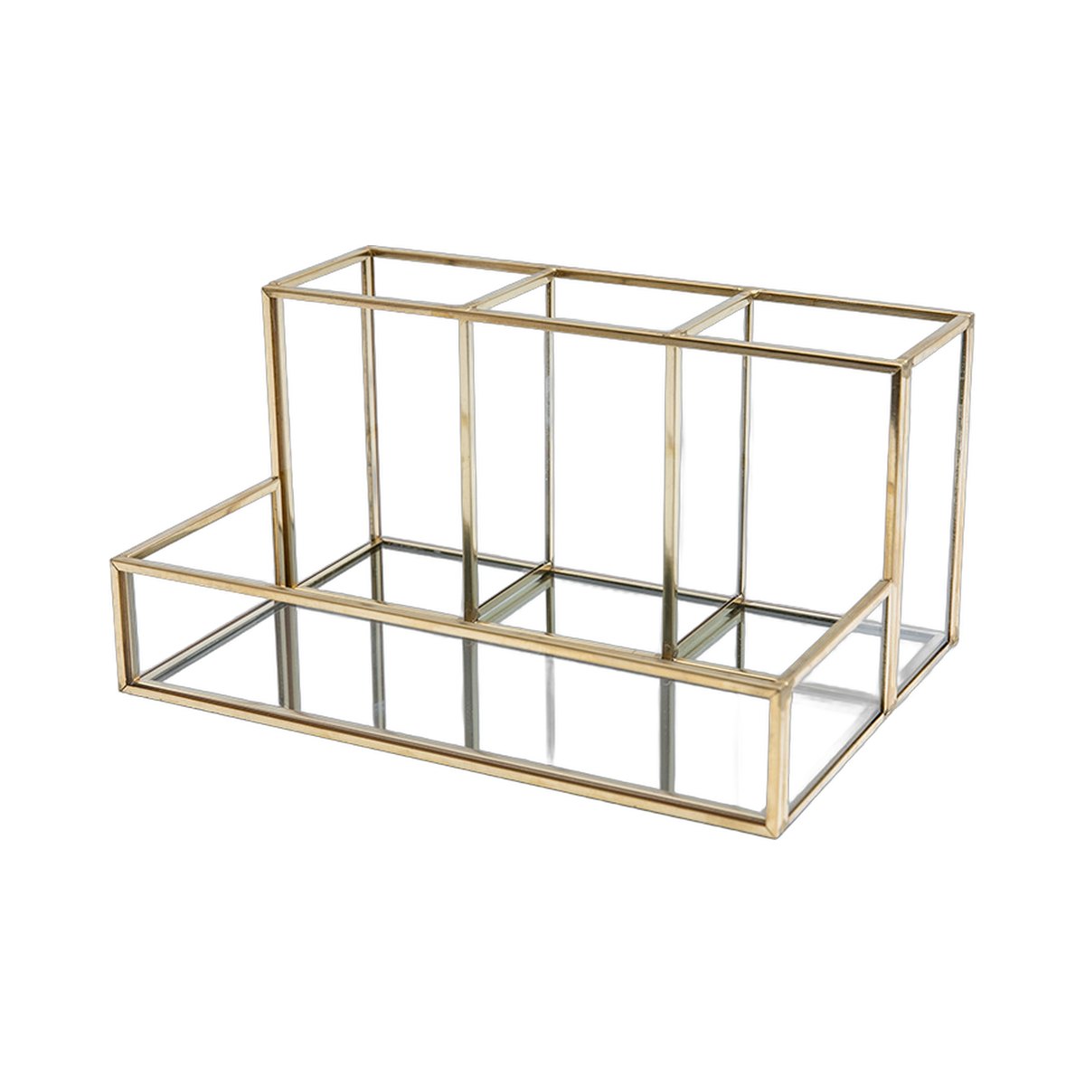 Glass & Gold Makeup Organizer
