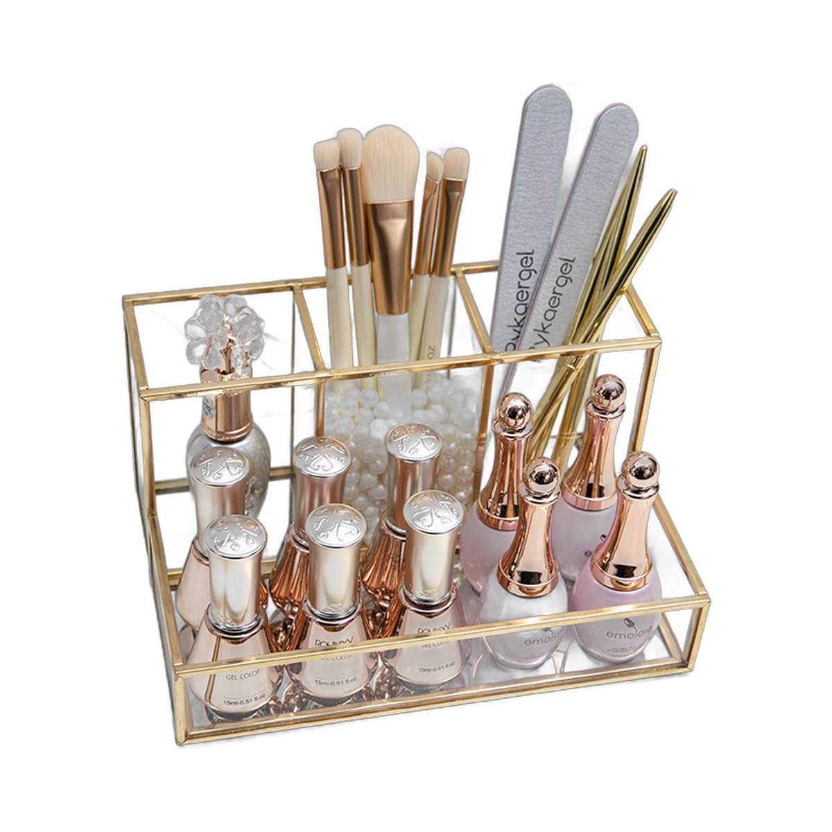 Glass & Gold Makeup Organizer