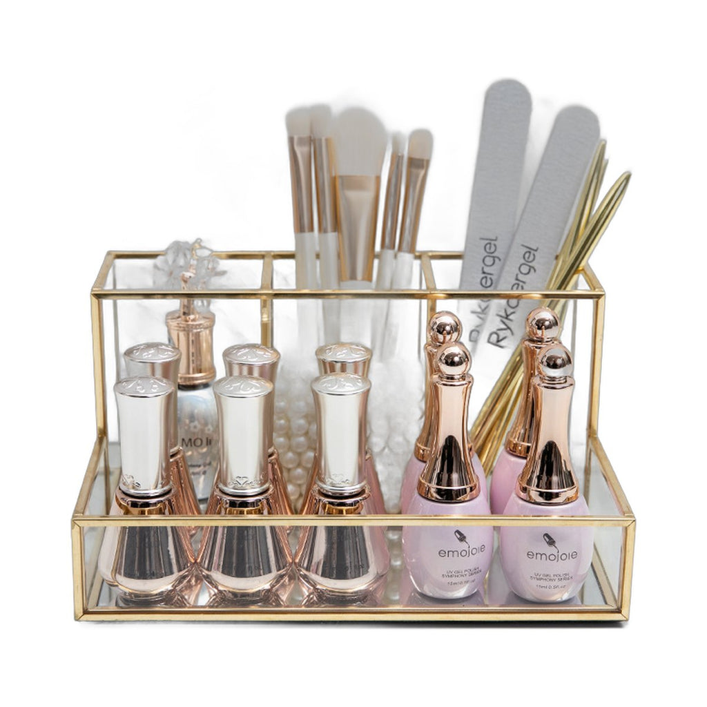 Glass & Gold Makeup Organizer