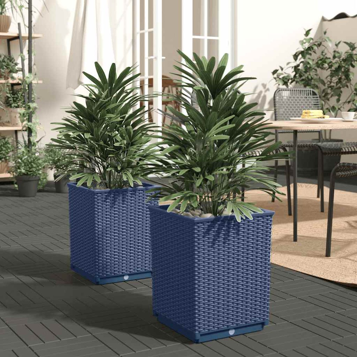 Plant Pots 2 Pcs Blue-grey 30x Polypropylene