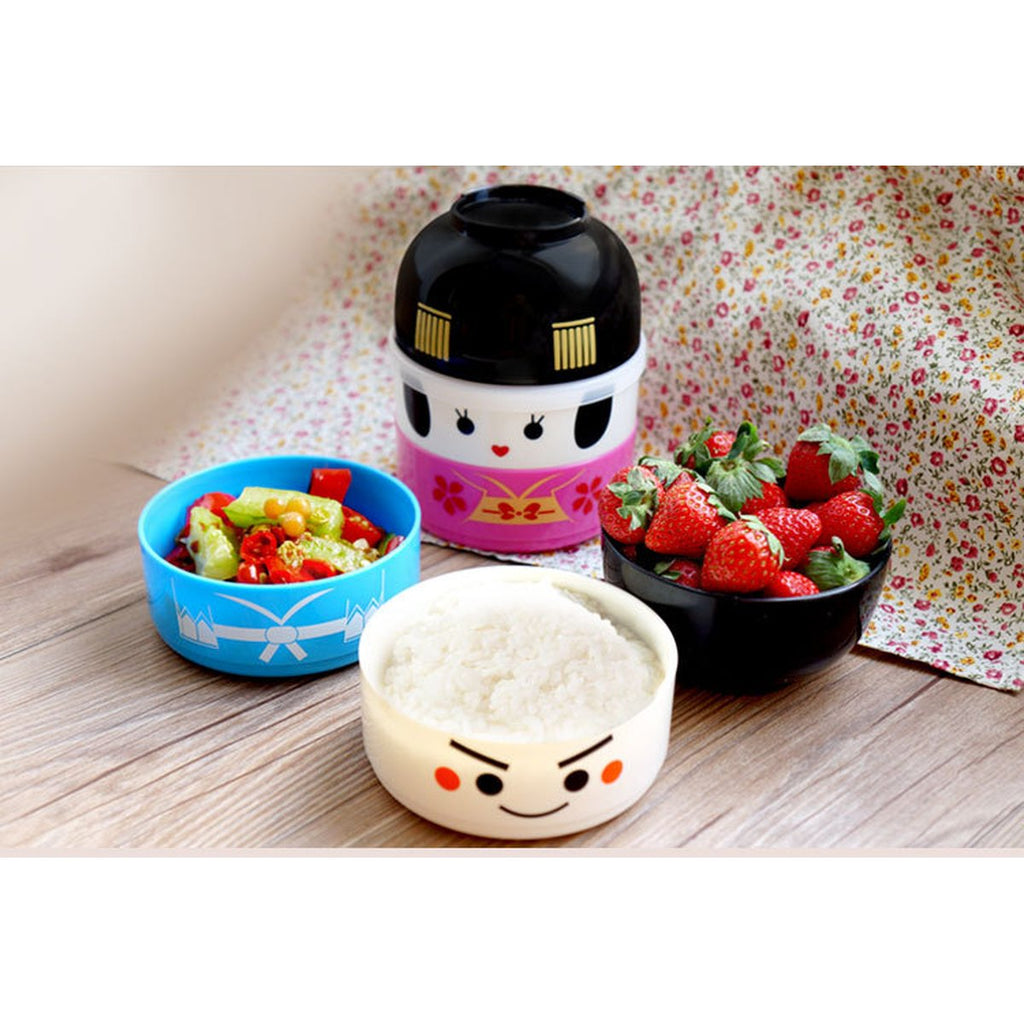Plastic Double Layer Lunch Box Cartoon Doll