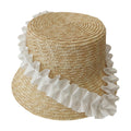 Pleated Lace Straw Bucket Hat