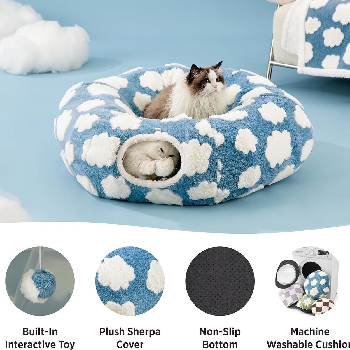 Plush Cat Tunnel Light Cloud Donut Foldable