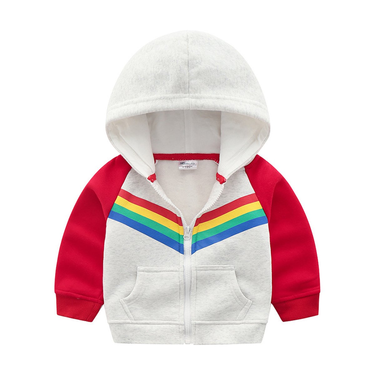 Print Rainbow Zipper Hoodie Sweatshirt