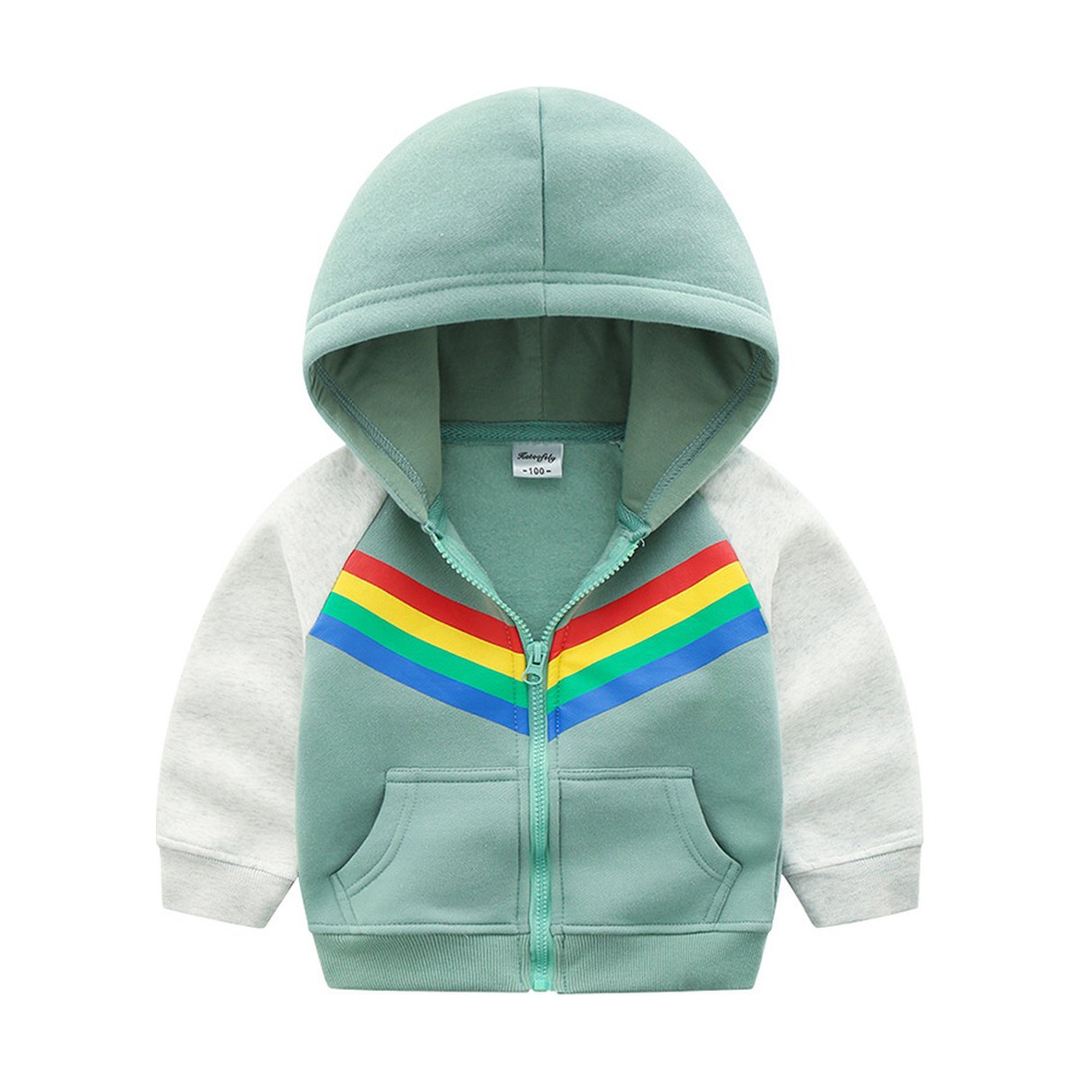 Print Rainbow Zipper Hoodie Sweatshirt