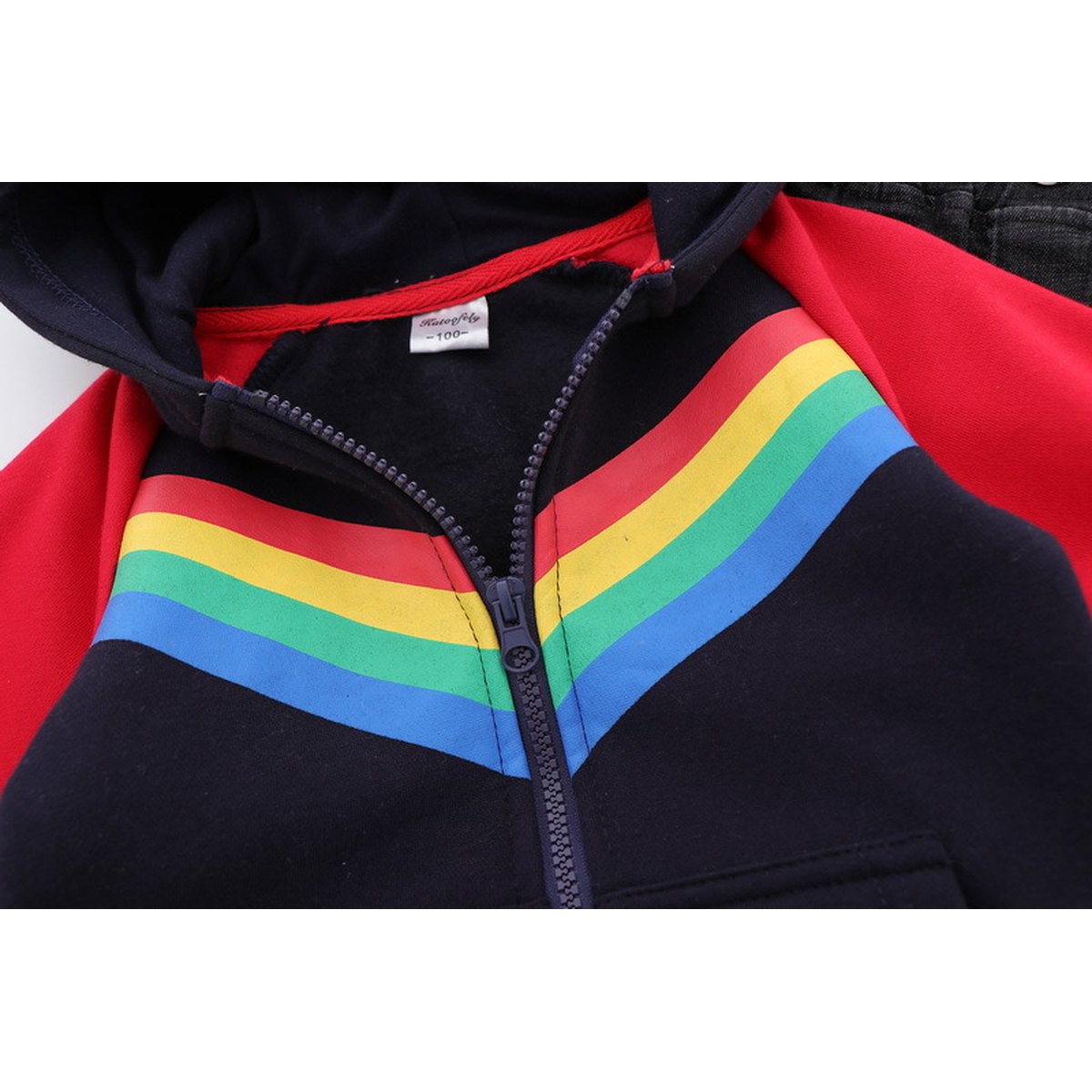 Print Rainbow Zipper Hoodie Sweatshirt