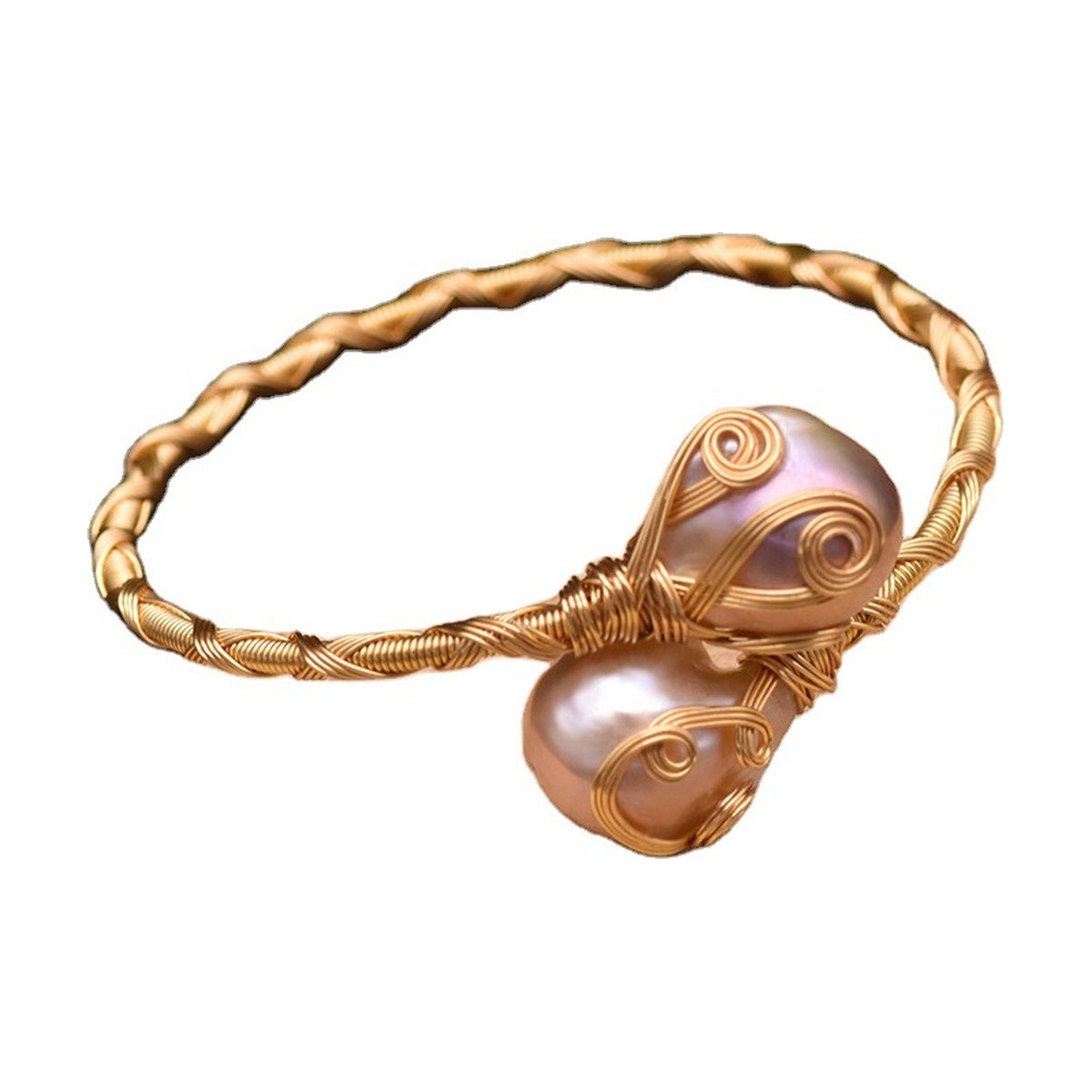 Purple Pearl Elastic Bangle Bracelet