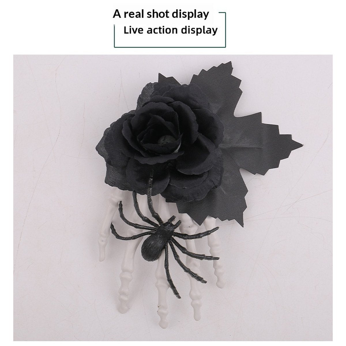 Black Rose Bone Claw Side Hair Clip
