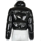 Faux Leather Bubble Puffer Jacket