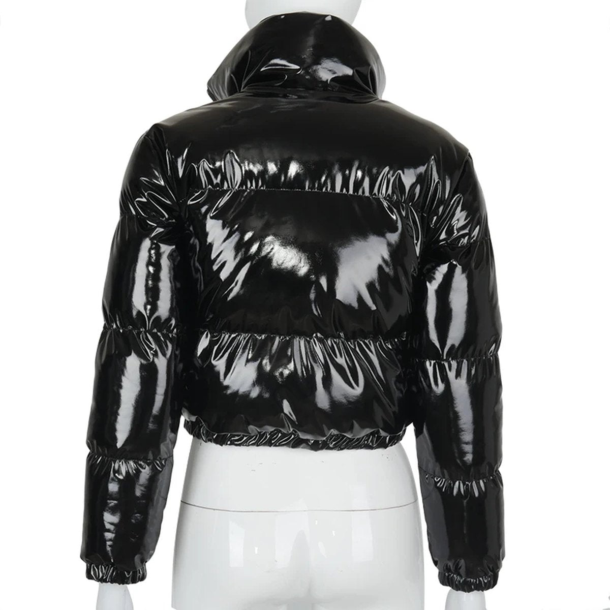 Faux Leather Bubble Puffer Jacket