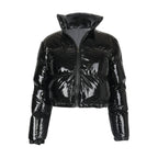 Faux Leather Bubble Puffer Jacket