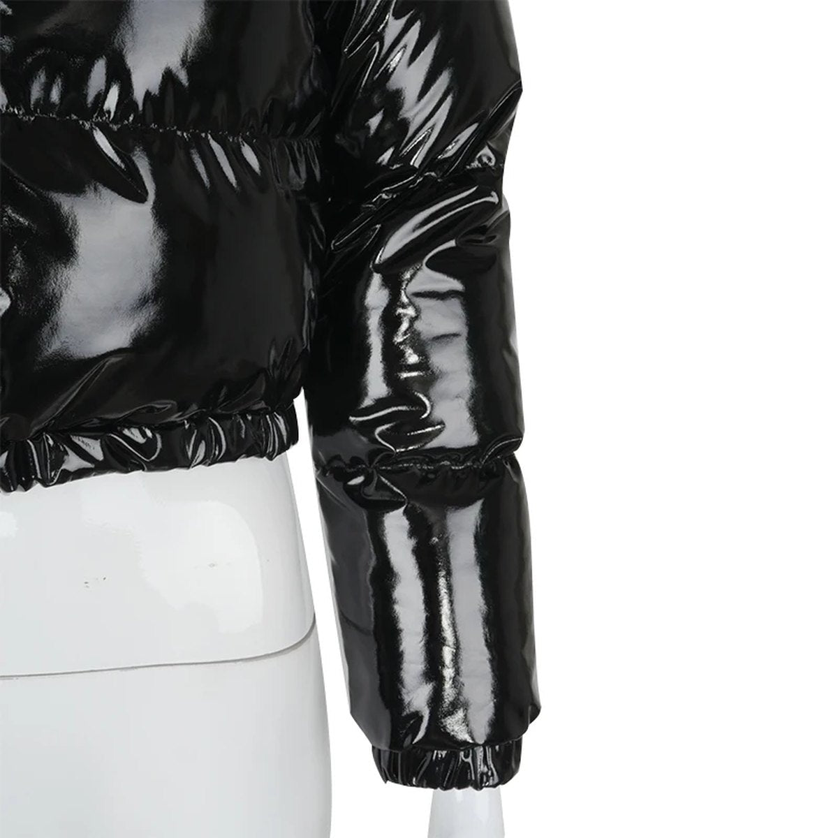 Faux Leather Bubble Puffer Jacket