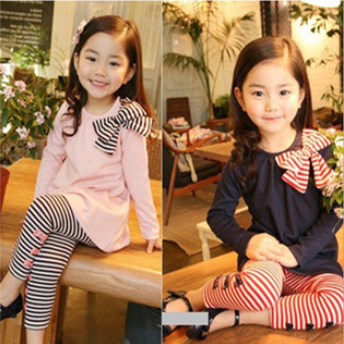 Girls' Bow T-Shirt and Leggings Set